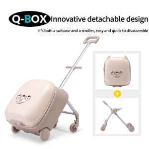 QBOX Kids Luggage with Ride-On Function-Airline-Approved Rolling Suitcase for Boys and Girls Travel