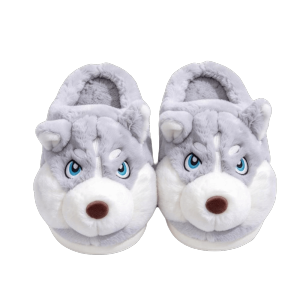 XUANY Anti Slip Plush Husky Slippers Soft Soled Thick Warm Dog Plush Slipper Funny Winter Autumu Women Man Cotton Slippers Autumn Winter