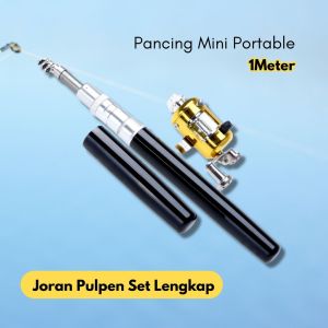 Joran Pulpen Set Lengkap Mini Pancingan Pelampung Benang BR131 Reel Portable 1M Kail