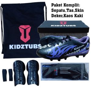 KIDZTUBS Sepatu Bola Anak Paket Komplit Sepatu Bola Tas Skin Deker Kaos Kaki Usia 6-10 Tahun Size 28 29 30 31 32 33 34 35 36 37 KDZ1011010525