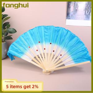 fanghui 30cm Chinese Short Bellydance Fan Bamboo+10 20cm Half Circle SilkVeil Pairs Yangko Belly Dancing Fan Hand Dye Adults
