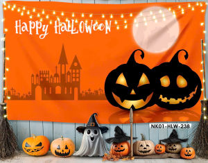 (Tặng đinh móc+keo dán) Tranh vải treo tườngbackdrop Halloweenlễ hội hoá trangtrang trí sự kiệnthiết kế theo yêu cầu
