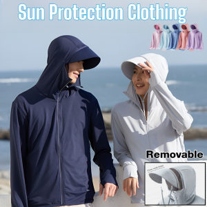 Removable Large Brim Sun Protection Clothing Knitted Mesh Breathable Outdoor Anti-Ultraviolet Jacket For Men And Women
