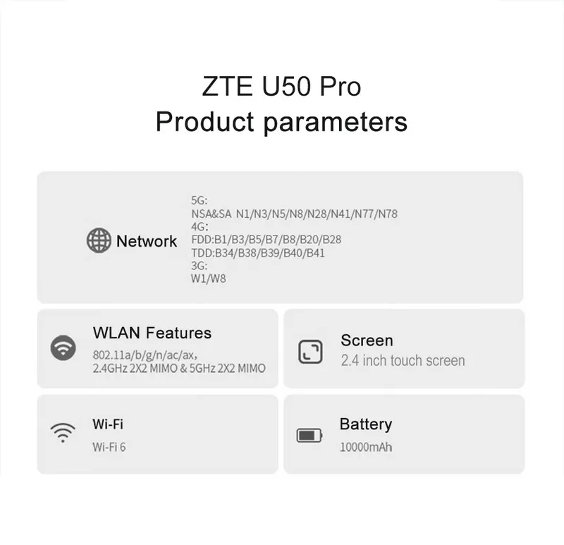 10000mah portable touchscreen zte mu5120 u50