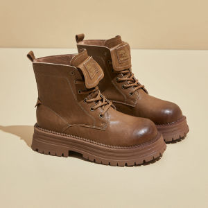 Womens Martin boots laceup nonslip wearresistant high thick bottom heightening