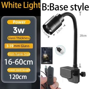 Aquarium Plant LED Spotlight - USB-Plug Waterproof Three-Color Timing Mini Light with Clip Zoomable