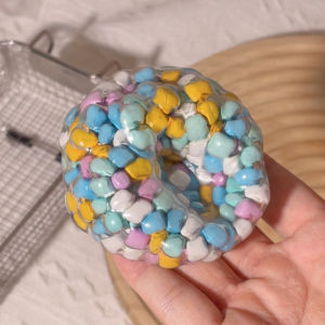 Handmade Noise Squish Ball Soft Squishy Squeeze Toy Rainbow Beads Fidget Stress Relief Adults Kids