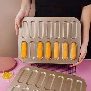 GUCAR No Odor Ladyfinger Mould 14 Cavity Smooth Surface Biscuits Baking Tray DIY Baking Tools Carbon Steel Finger Shaped Cookie Mold Dessert