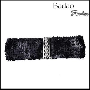 Badao Bling Womens Sequins Elastic Stretch Wide Waist Belt Waistband Casual
