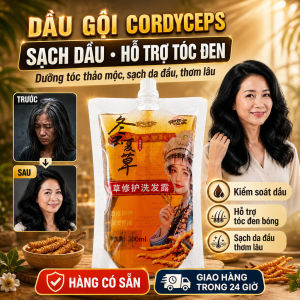 🔥Giá sốc🔥Dầu gội đông trùng hạ thảo kiểm soát dầu cho da đầu nhờn giảm gàu và làm sạch tócDầu gội thảo mộc dưỡng tóc đen tự nhiên phục hồi tóc khô xơ giúp sợi tóc chắc khỏeDầu gội dưỡng ẩm đông trùng hạ thảo nuôi dưỡng da đầu tóc mềm mượt
