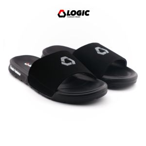 Logic -Sandal Slipper Pria Fullblack Slide