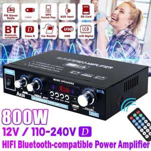 12V 220V 2000W 2-channel D-level HIFI Bluetooth 5.0 power amplifier car/MP3 player with luminou knob