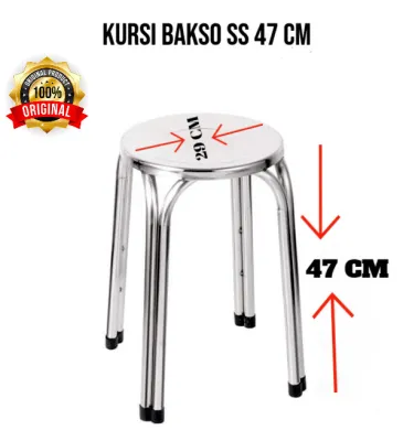 Kursi Bulat Snless Steel Kursi Bakso Warung Kursi Anti Karat Kuat 47 Cm