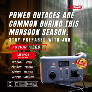 JQB Fusion 300 | LiFePO4 Battery | Portable Power Station | 300W | 307.2Wh (96000mAh)