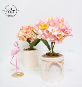 Cây hoa giả Chậu hoa Tú Cầu để bàn trang trí cao 26cm