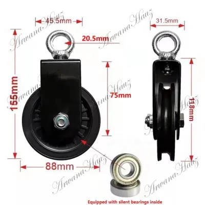 88mm Single Katrol Pulley Cable Home Gym Logam Roda Pulley Home Gym Roda Katrol Kabel Untuk Gym
