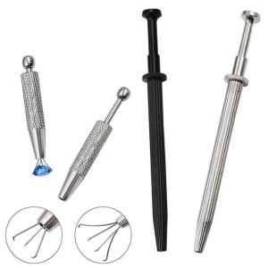 TIMES LORD Stainless Steel Four-claw Clip Convenient Slender Gripping Device Pick-up Phone Repair Tool Anti-slip IC Extractor Pickup Grab Gemstone