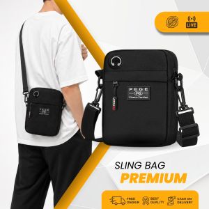 Tas Selempang Bahu PEGE Slingbag Pria Hitam Polos - PG 8931