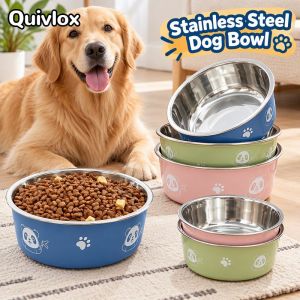 Stainless Steel Pet Bowl Anti Slip Bite Resistant Food Water Feeder For Medium Large Dogs Cats Multiple Colors Various Sizes