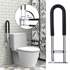 NEXASHOP Non Slip Toilet Armrest Foldable Aluminum Alloy Grab Bars Rails Practical Barrier Free Bathroom Safety Bar