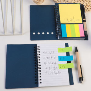 A6 Notebook Coil Snap Notepad with Sticky Note Pen Portable