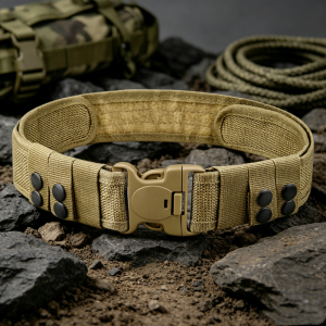 Adjustable Tactical Belt for Men Wear Resistant Nylon Webbing Belt with Double Lock Safety Buckle Outdoor Camping Hun