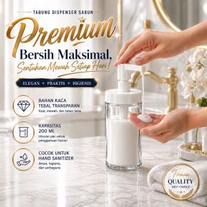 838 - Dispenser Kaca Sabun Mandi Cuci Piring Cair Tabung Kaca 200 ml Soap Dispenser