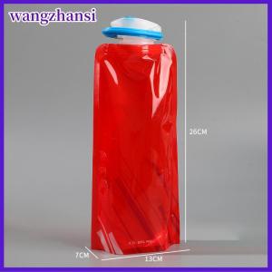 wangzhansi Foldable Water Bottles Flexible Reusable Travel Pouch Soft Flask Water Bag With Carabiner Clip