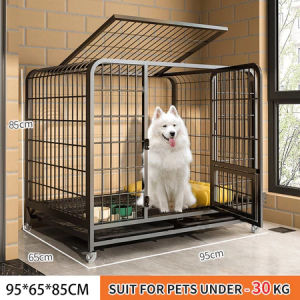 【SG Stock】Dog Cage Large Pet Fence With Wheels Bite-Resistant Dog Playpen Durable Indoor Cage With Removable Tray