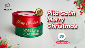Pita Wrapping Merry Christmas / Wrapping Selamat Natal / Label Pita Wrapping Merry Christmas Bahan Satin