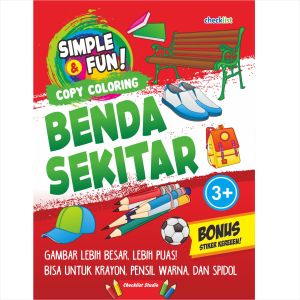 Buku Mewarnai Anak Simple Fun Copy Coloring Benda Sekitar Bonus Stiker