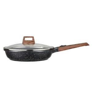 VETOP NOIR 28cm Premium Ceramic Non-Stick Cookware Set with Glass Lid and Wooden Handle Induction Ready