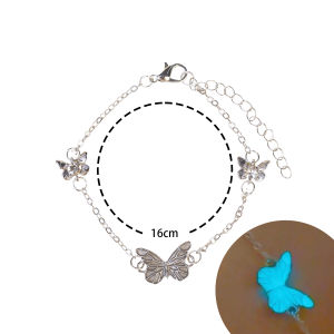 3Pcs/Set Luminous Butterfly Necklace Bracelet For Women Vintage Glow In The Dark Pendant Necklace Party Jewelry Gift