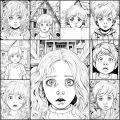 MJ19 Gambar Mewarnai Dewasa Grayscale - Tema Ekspresi Wajah Anak. 