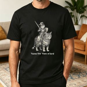 Ins Weird Medieval Meme Street T Shirt Men Engraved Frog Warrior Ride Cat Twas The Tism Mlord Neurodivergent Graphic Casual Tee