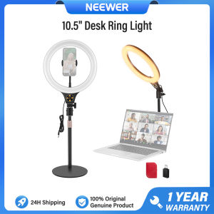 NEEWER 10.5" Desk Ring Light with Stand/Phone Holder 10W CRI85+ LED Lighting for Streaming Recording Makeup Selfie Laptop Video Conference N22