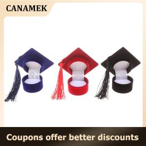 【 CANAMEK 】 Creative Doctoral Hat Shape Ring Box Earrings Jewelry Storage Wedding Engagement Valentines Day Gift Packaging Boxes