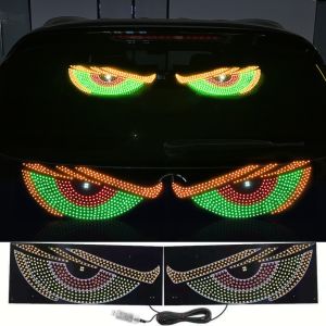 HELUVK Flexible Truck Devils Eye Light USB Multi-Mode LED Windshield Display Creative RGB Dynamic Demon Eye Light Car Decor