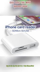 Đầu Đọc Thẻ Cho Lightnng Sang MicroSD TF USB Cho Laptop Galaxy Không Cần Ứng Dụng