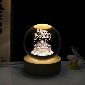 LAMPU BULAT CRYSTAL LED 3D PLANET USB 5V LAMPU HIAS KAMAR HADIAH ULANG TAHUN ANAK DEKORASI
