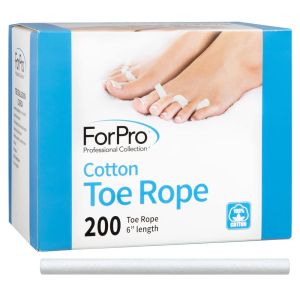 ForPro Professional Collection Cotton Toe Rope Pedicure Toe Separator Lint-Free Biodegradable Cotton 6” L 200-Count