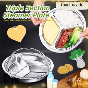 Vixplorn Food Grade Steamer Plate Triple Section Stainless Steel Sturdy Durable Single All-in-one Cooking