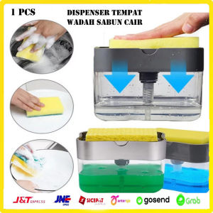 (Tempat Sabun + Free Spons) Dispenser Tempat Sabun Cair Cuci Piring Spons 2 In 1 Dispenser Sabun Suci Piring Otomatis Busa Sponge Soap Pump Sponge Tray caddy Wadah Tempat Spon Serbaguna Mult