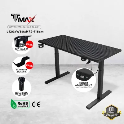 【𝗡𝗘𝗪 𝗔𝗥𝗥𝗜𝗩𝗔𝗟】TMAX L120cm I-shape Motorized Standing Desk Smart Height Adjustable Electric Gaming Table Design