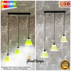MURAH KAP LAMPU GANTUNG HIAS  HIJAU 3 IN 1 MINIMALIS DEKORASI RUANG TAMU CAFE PLAFON ATAP VINTAGE MODERN KAP LAMPU GANTUNG WARNA HIJAU