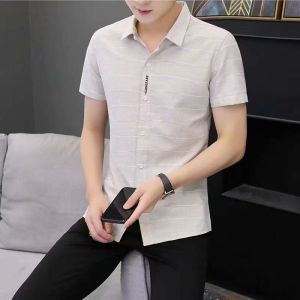 Summer Short Sleeve Shirt Men Slim Fit Business Casual Handsome Mens Shirt Men