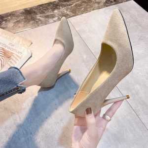 [Free Shipping] Womens Shoes Korean-Style High Heels Womens Stiletto Heels Black Work Shoes Womens Pointed-Toe Pumps Versatile Spring/Autumn Flats.
