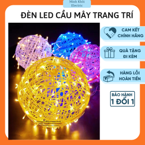 Đèn Led Cầu Mây Trang Trí Nhà Cửa đèn led trang trí cầu tròn nhiều màu noel lễ hội