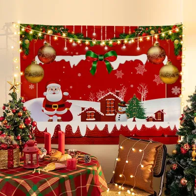 Christmas backdrop wall hanging cloth ins Cartoon Christmas backdrop for creating a festive atmosphere and as a prop for photo shoots