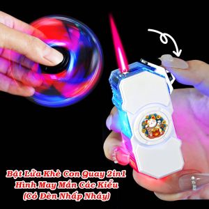 HCM Bật Lửa Khè Xài Gas Con Quay Spinner 2in1 Có Đèn Nhấp Nháy Độc Lạ